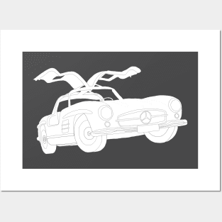 Mercedes 300 SL selfmade car drawing Posters and Art